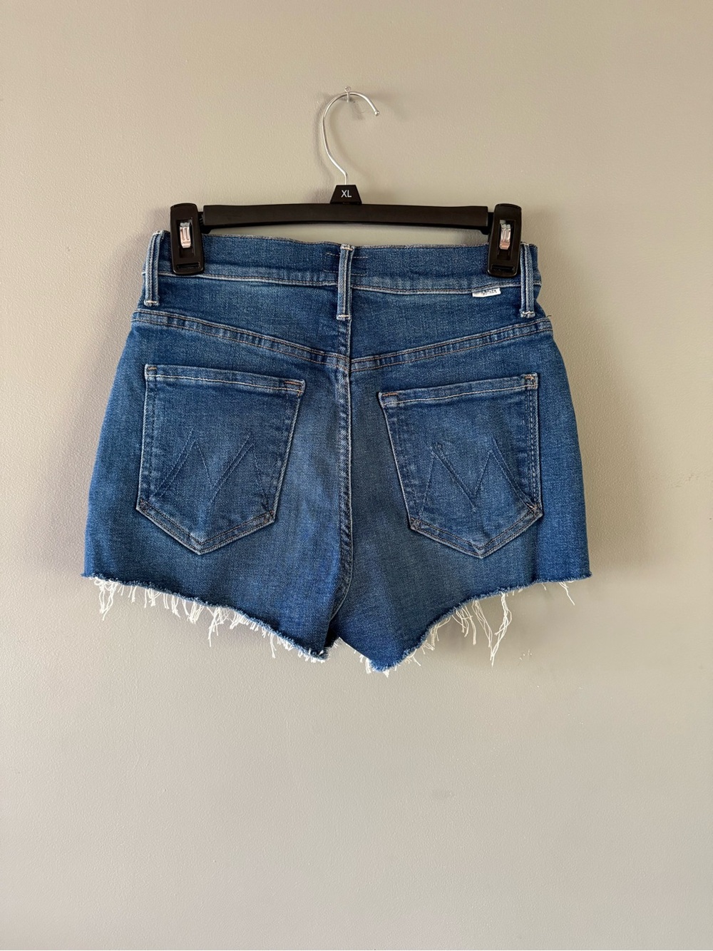MOTHER -the easy does it Frayed Hem Shorts - Blue - Picture 3 of 5
